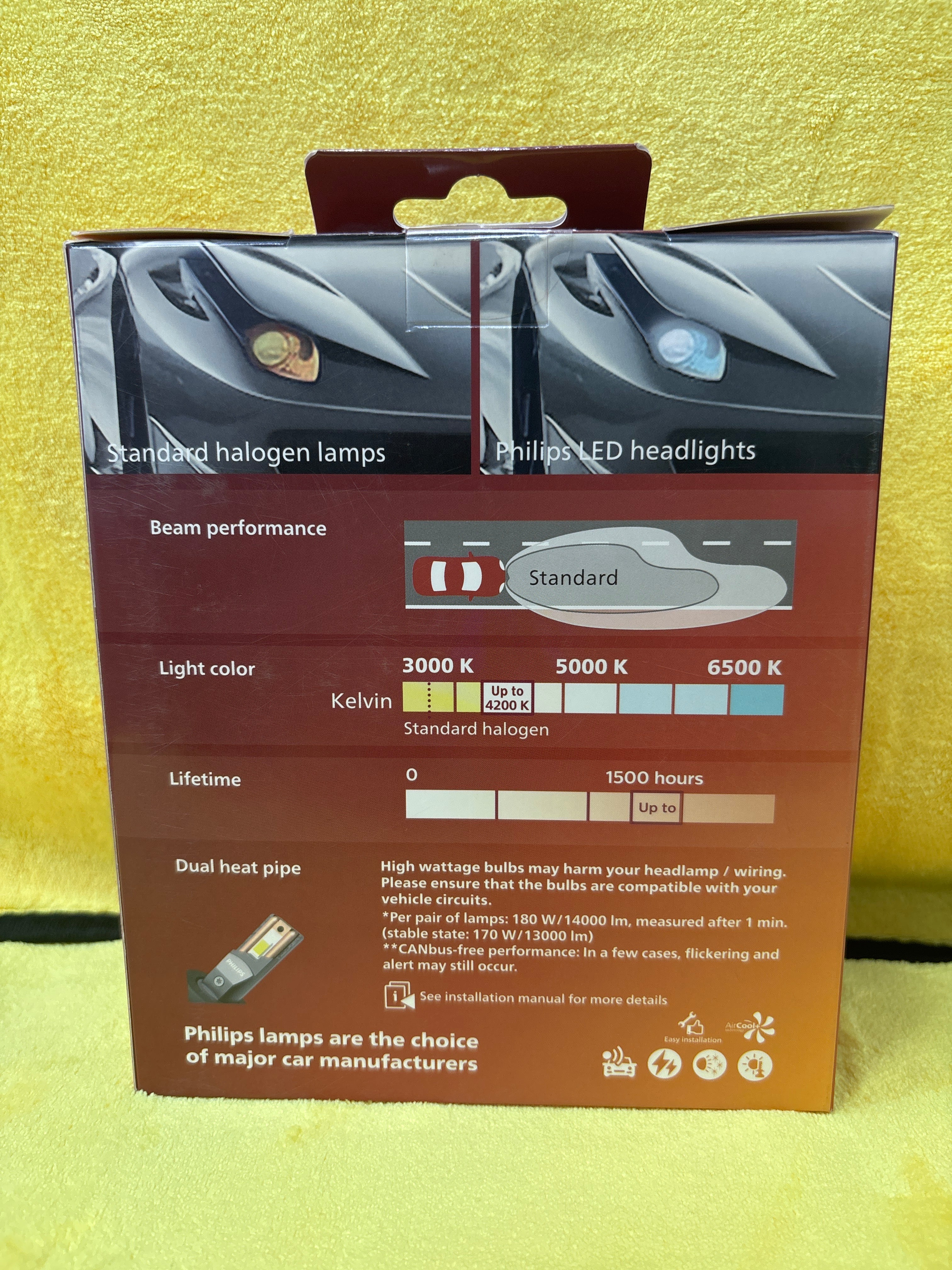 Philips 180W Led light warm white models available - H8, H7, 9005, H11