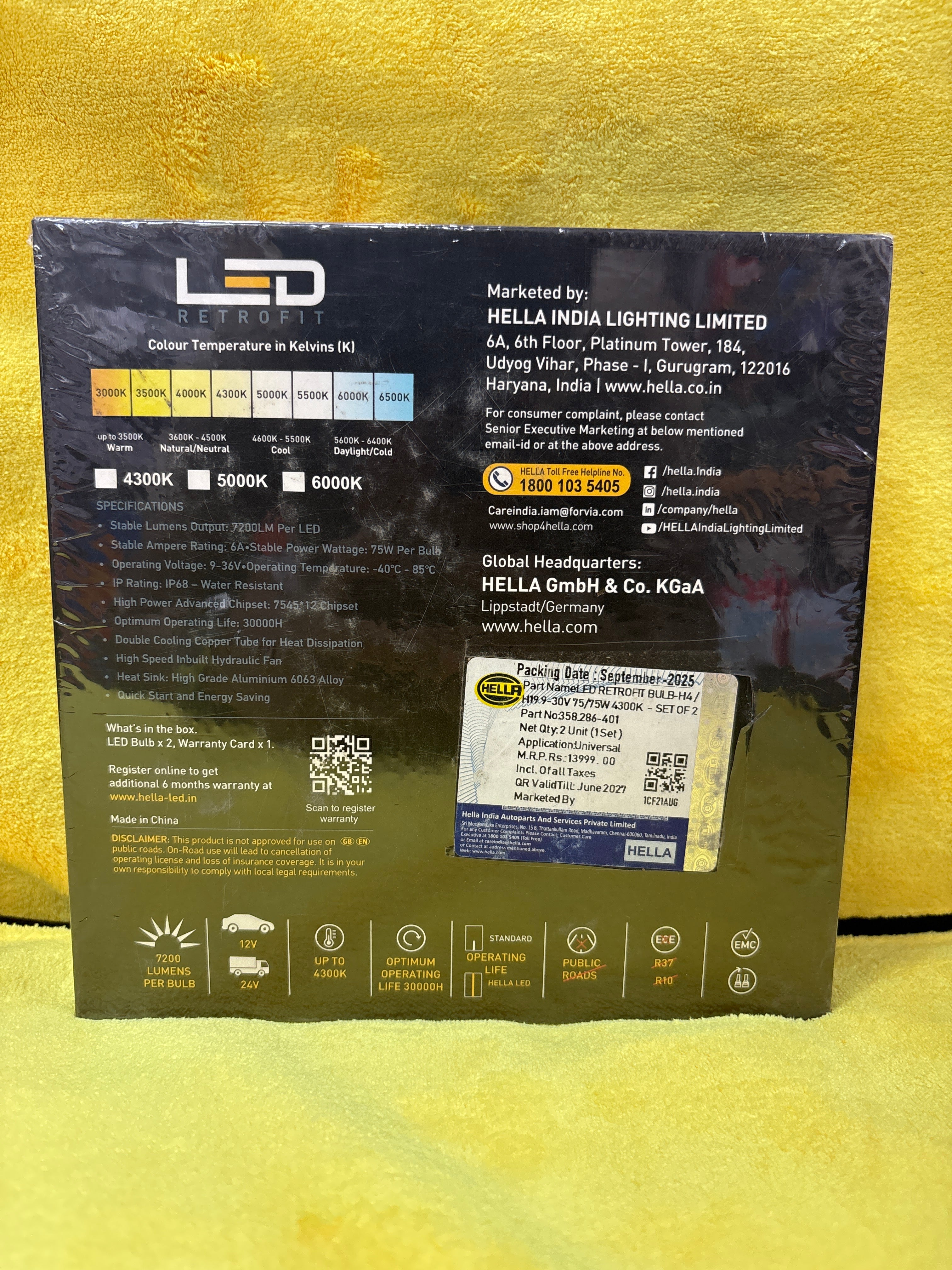 Hella 150W led light    models available - H1, H4, H7, H8, H11, 9005, 9012