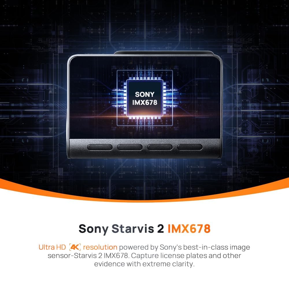 Close-up of the Sony STARVIS 2 IMX678 sensor lens on the 70mai A810