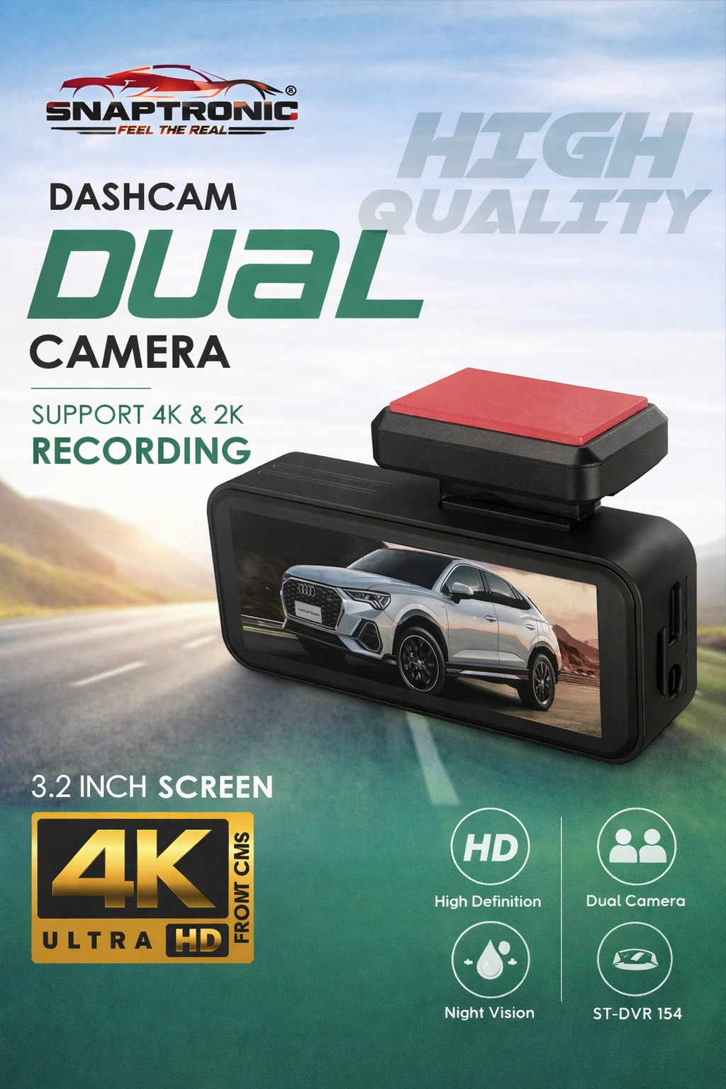 SNAPTRONIC Dual Dashcam – ST-DVR 154