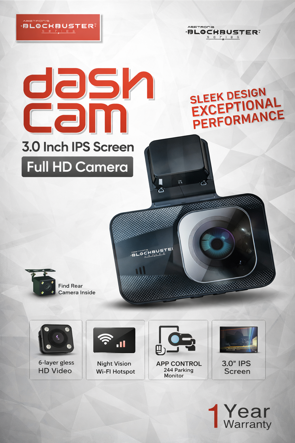 ABSTRONS BLOCKBUSTER Series Dash Cam