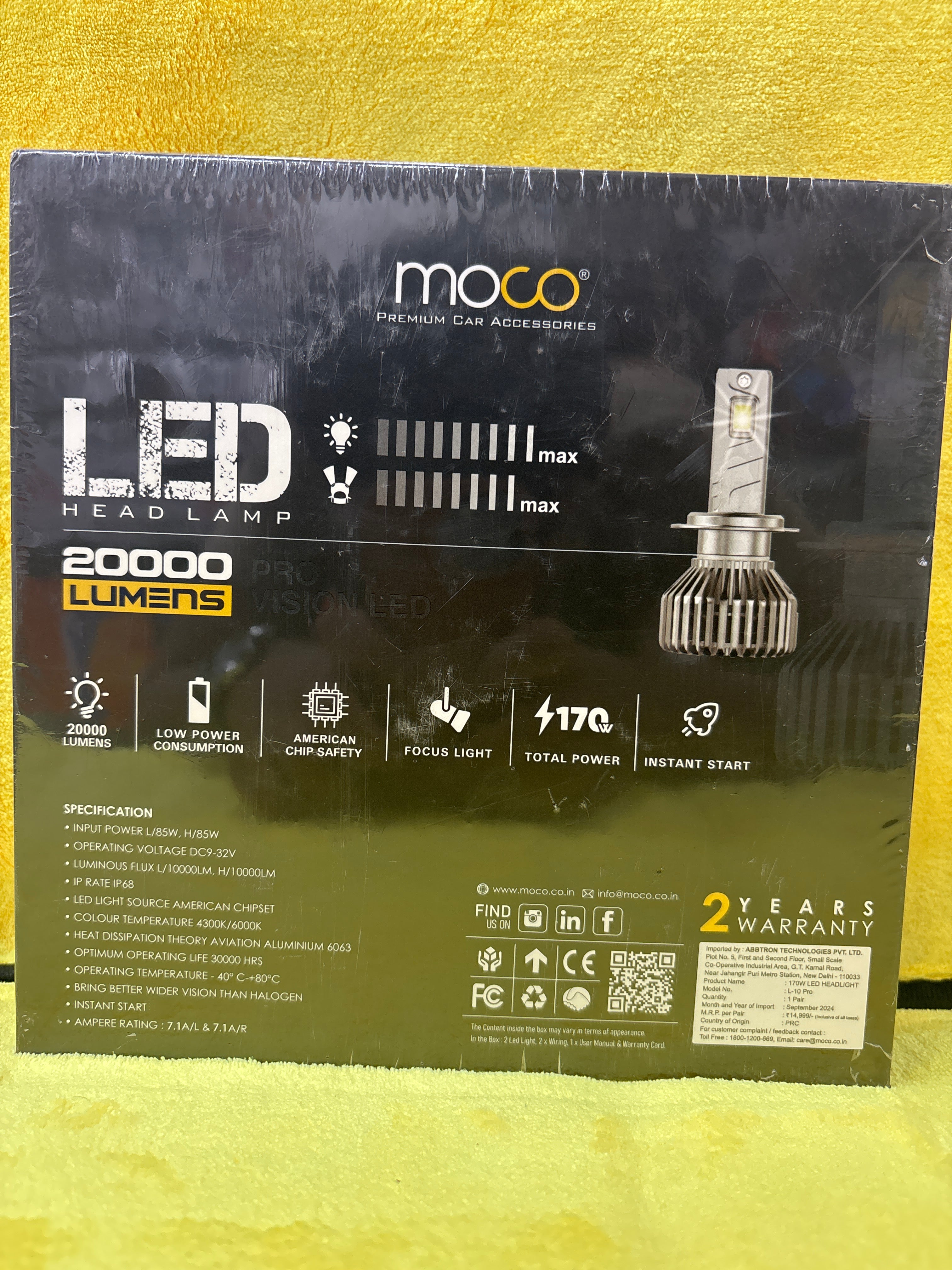 Moco 170W led light models available - H1, H4, H7, H8, H11, 9005, 9012