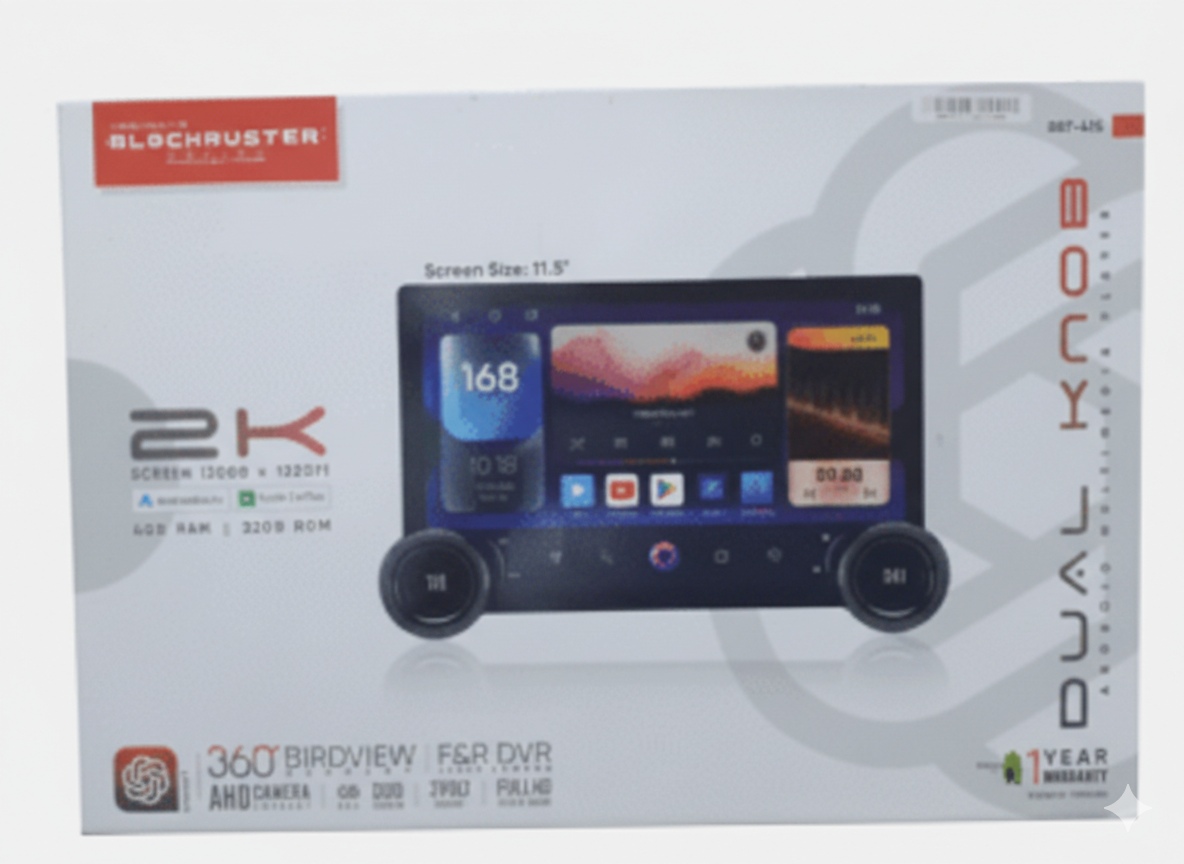 Abbtron Blockbuster BBT 415 Dual Knob Android Player – 11.5" 2K Display, 4GB RAM, 32GB ROM