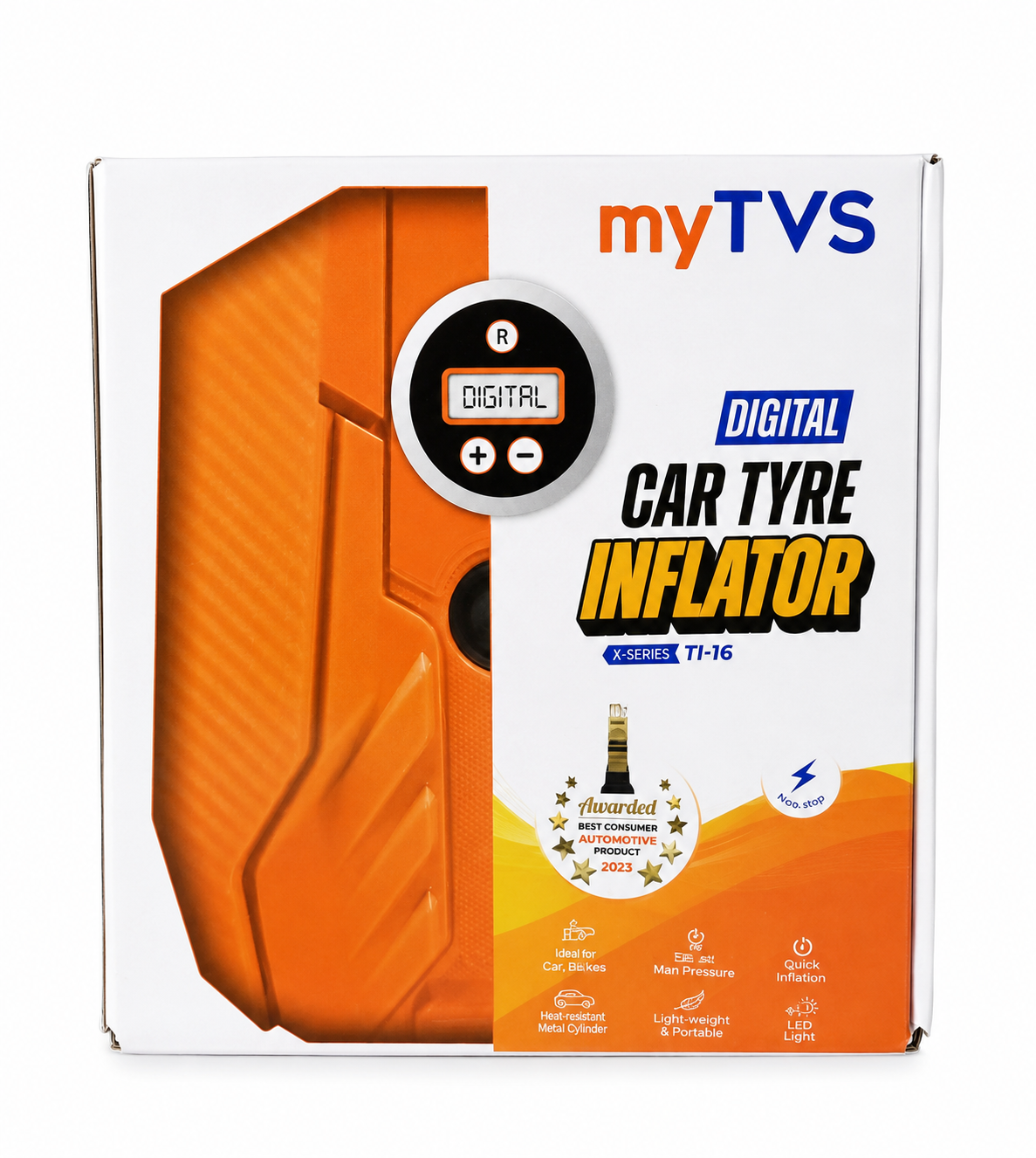 myTVS Digital Car Tyre Inflator TI-16 – Portable Air Compressor with Digital Display & Auto Shut-Off