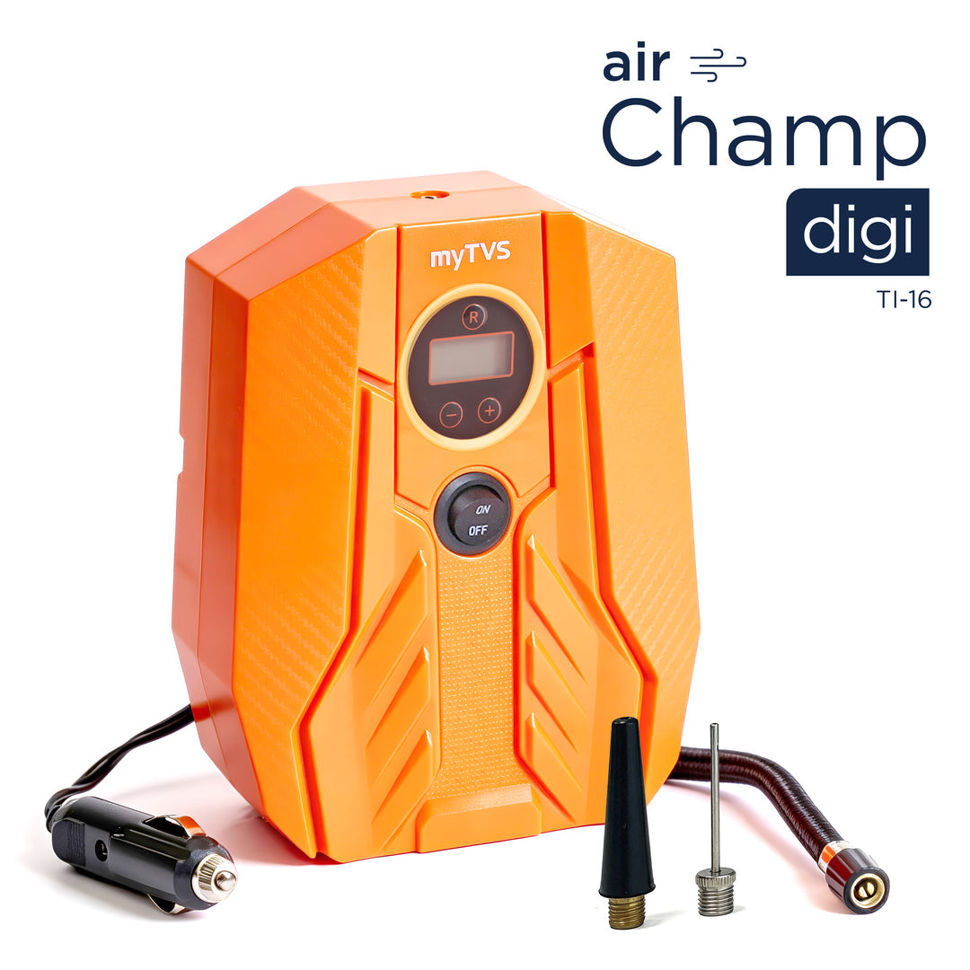 myTVS Digital Car Tyre Inflator TI-16 – Portable Air Compressor with Digital Display & Auto Shut-Off