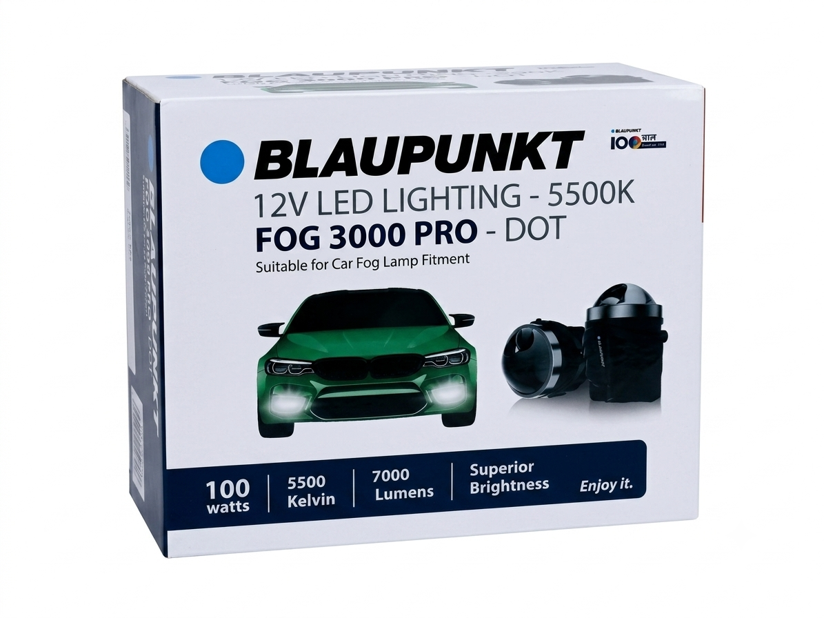 Blaupunkt FOG 3000 PRO DOT Led Projectors – 100W, 7000LM Car Fog Lamps (5500K Clean White)