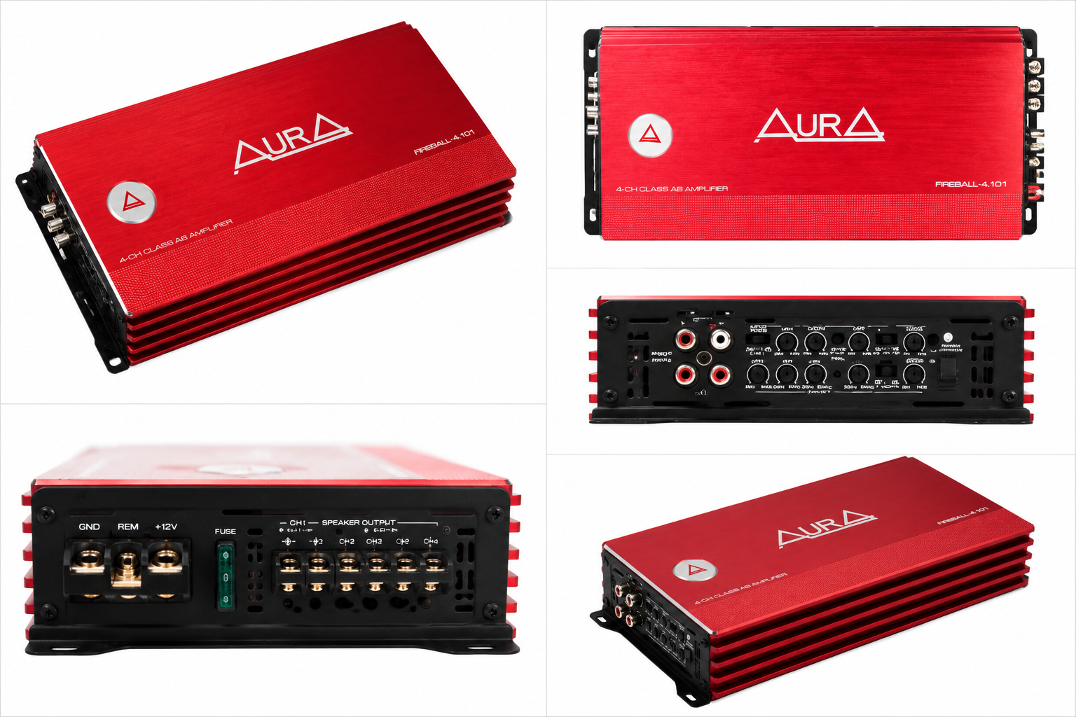 AURA Fireball 1200W 4-Channel Class AB Car Amplifier