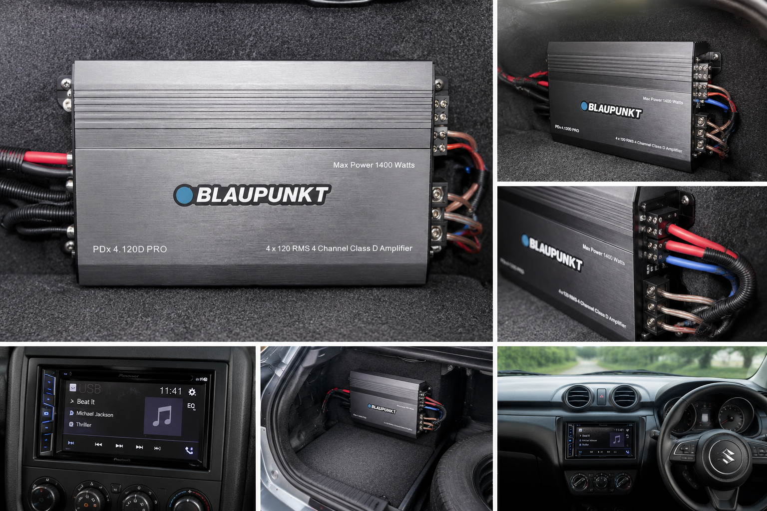 Blaupunkt Velocity Series PDx 4.120D PRO 4-Channel Class D Car Amplifier – 1400W Max Power