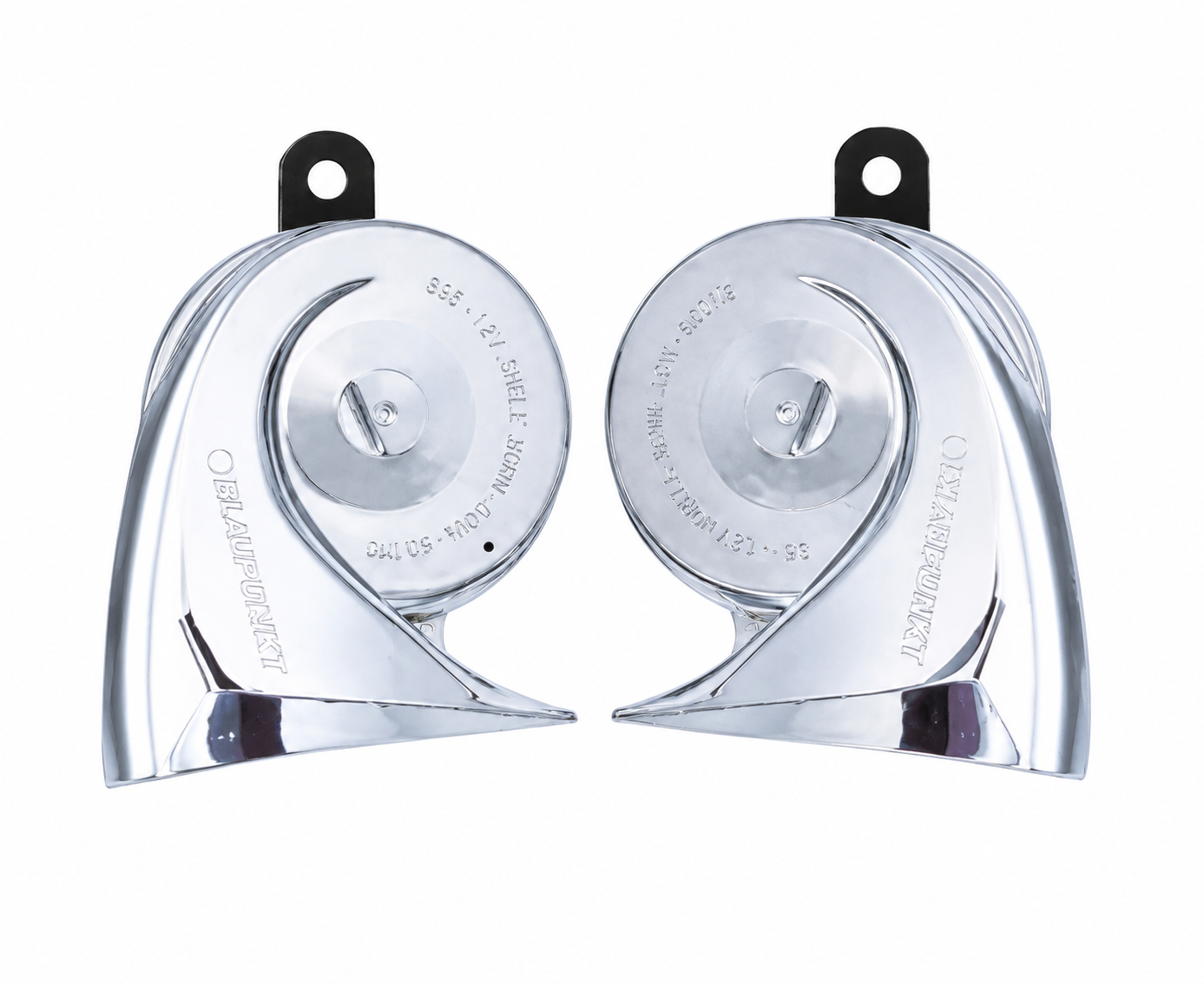 Blaupunkt Velocity Power S95 CH 12V Chrome Car Horn (80mm) – High & Low Tone Premium Vehicle Horn Set