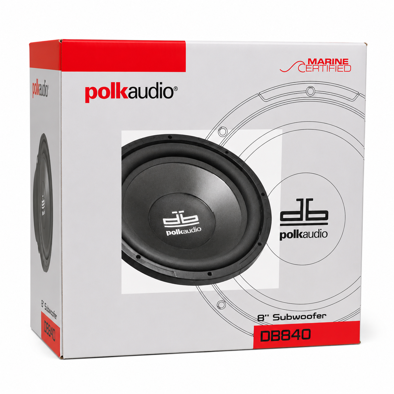Polk Audio DB840 8-Inch Marine Certified Car Subwoofer | Deep Bass Performance