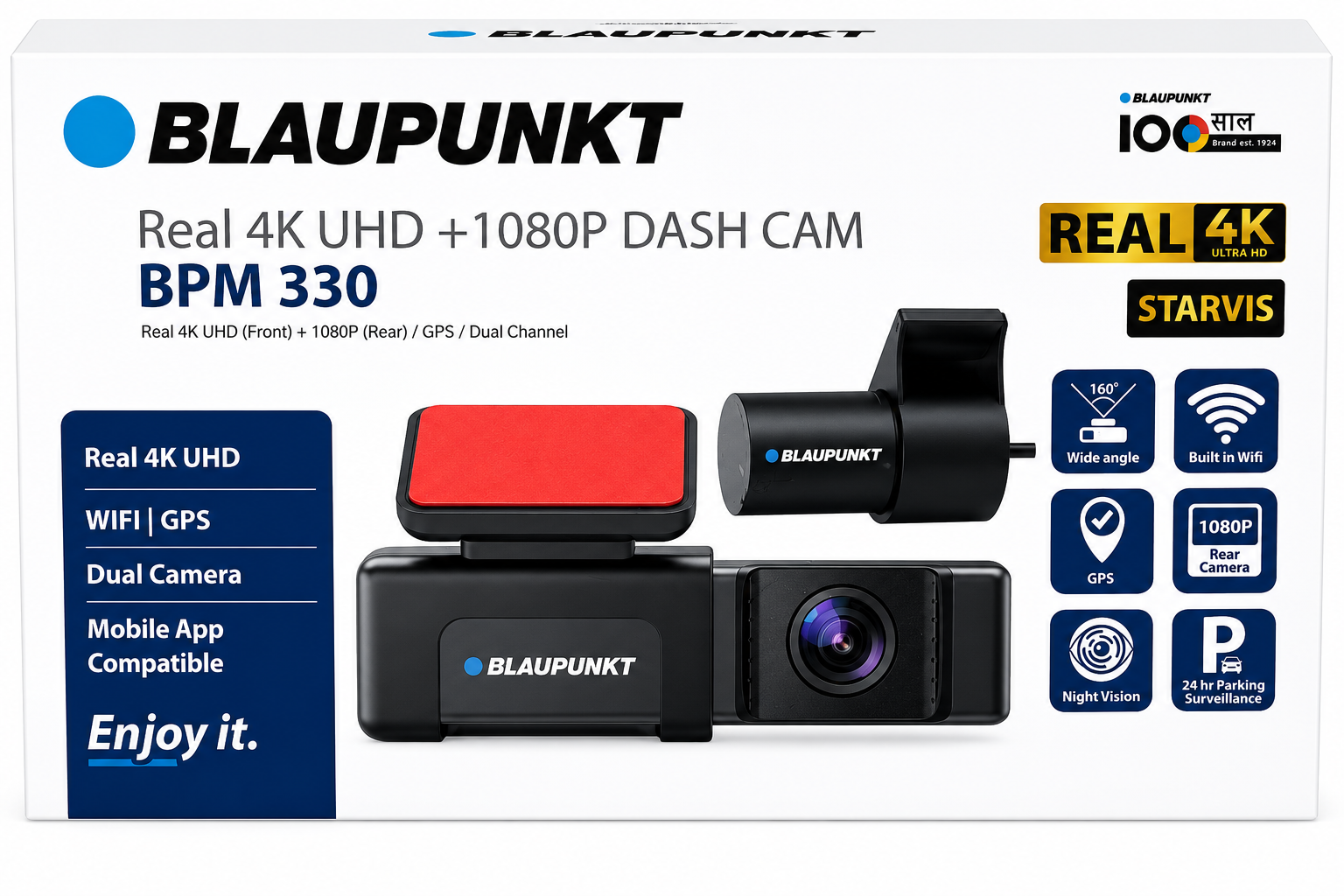 Blaupunkt BPM 330 4K UHD Dual Channel Dash Camera with GPS, WiFi & Rear Camera