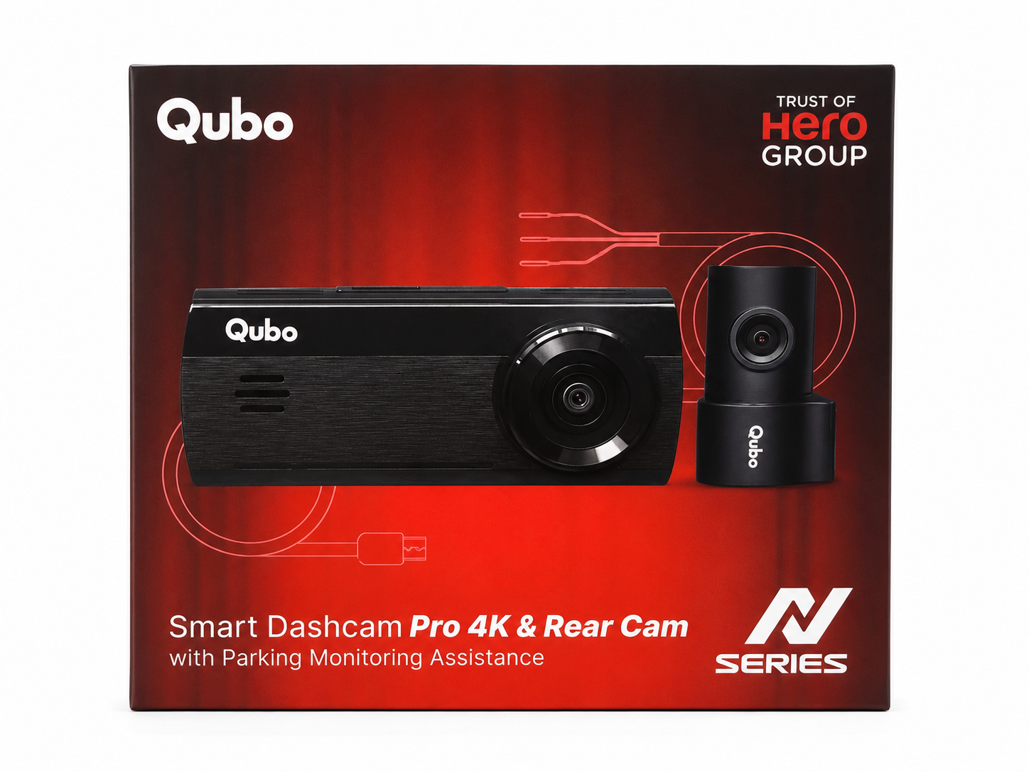 Qubo Pro 4K Smart Dashcam with Rear Camera | Dual Channel 4K Car Dash Camera with Parking Monitoring