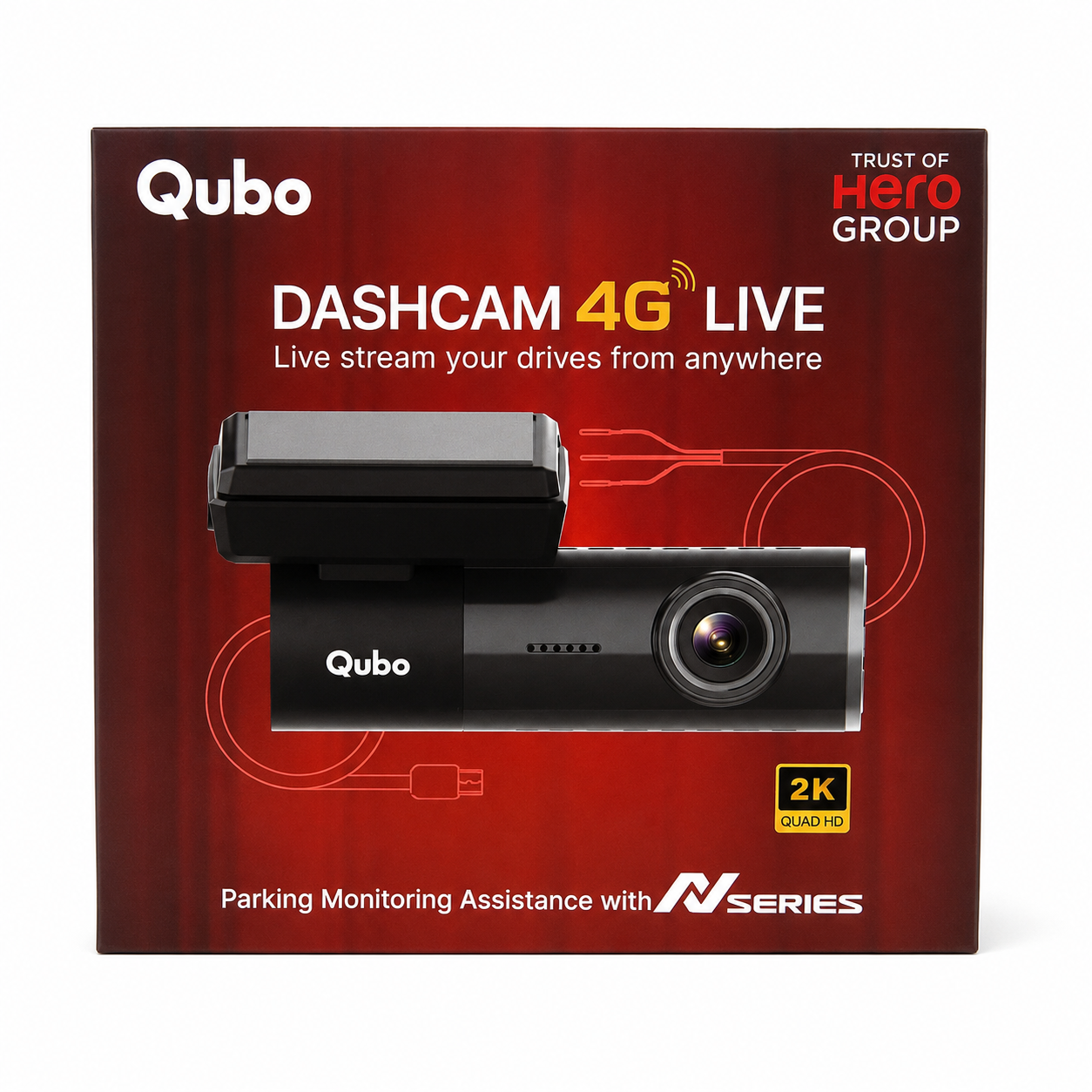 Qubo 4G Live Dashcam 2K Quad HD | Smart Car Dash Camera with Live Streaming & Parking Monitoring