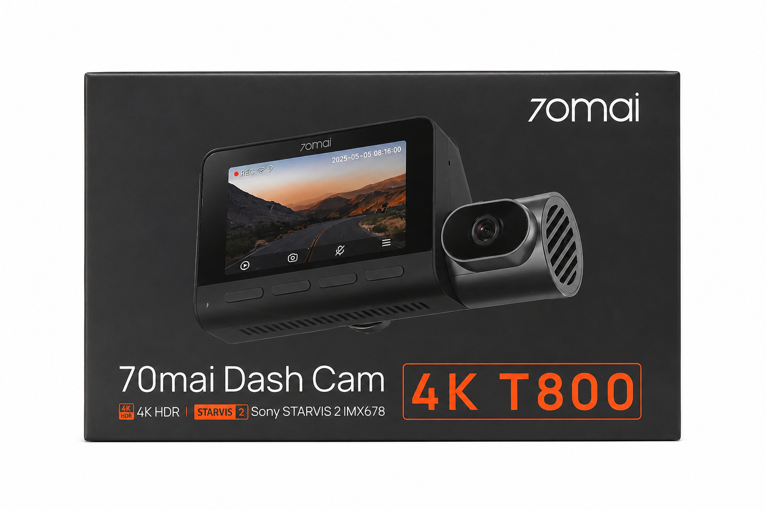 70mai Dash Cam T800 4K – 3-Channel Ultra HD Dash Camera with Sony STARVIS 2