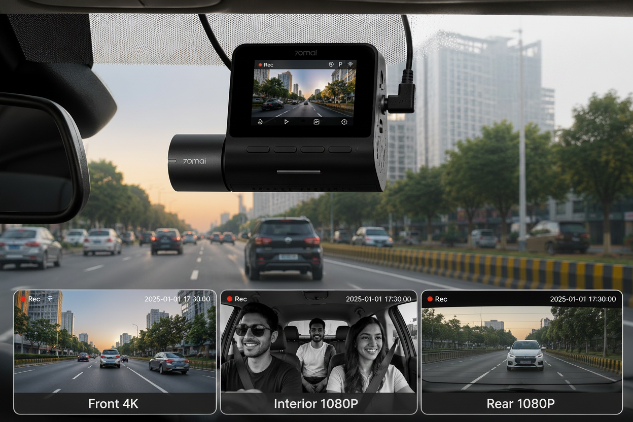 70mai Dash Cam T800 4K – 3-Channel Ultra HD Dash Camera with Sony STARVIS 2