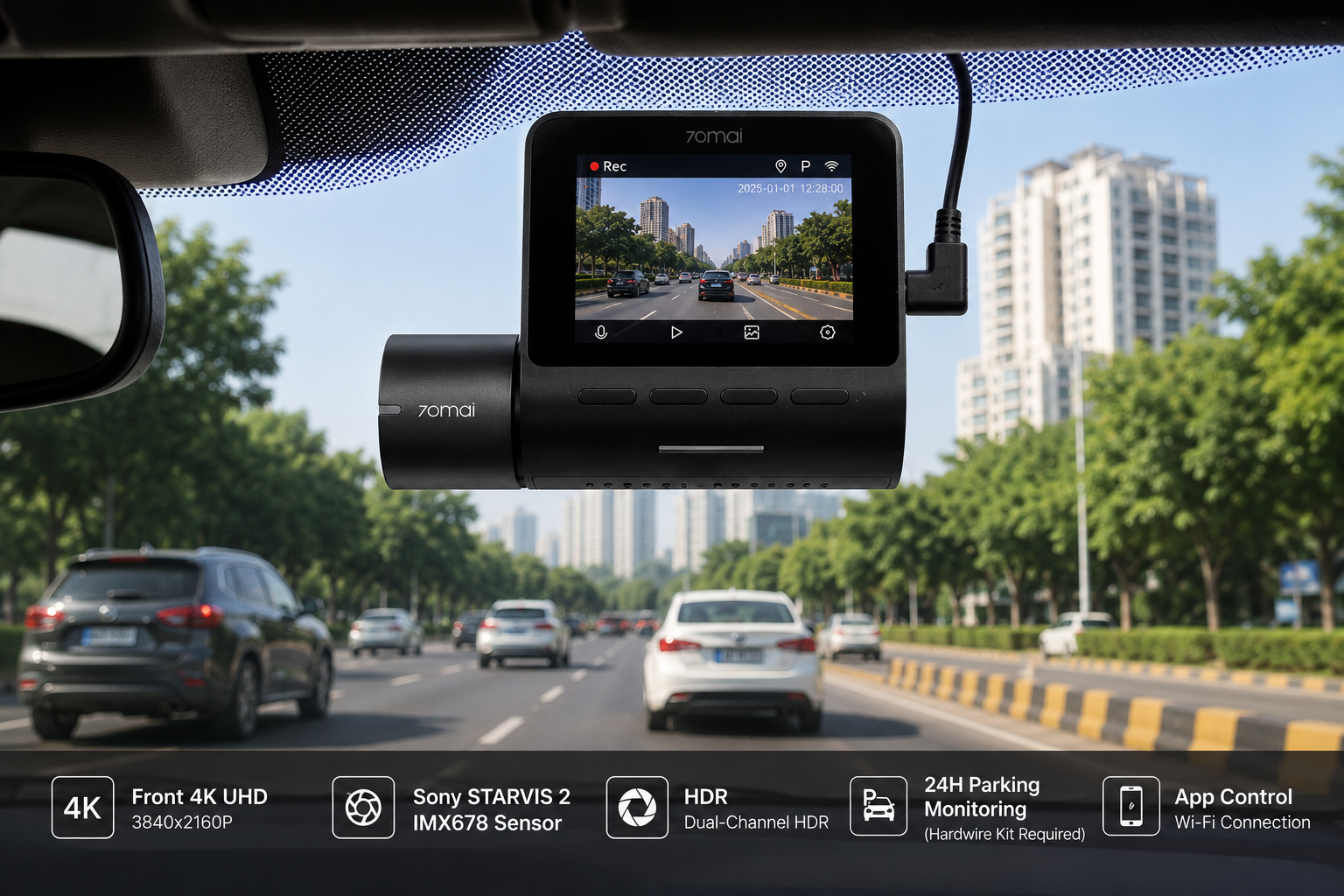 70mai Dash Cam A410 Set | 2-Channel HD Front & Rear Dash Camera