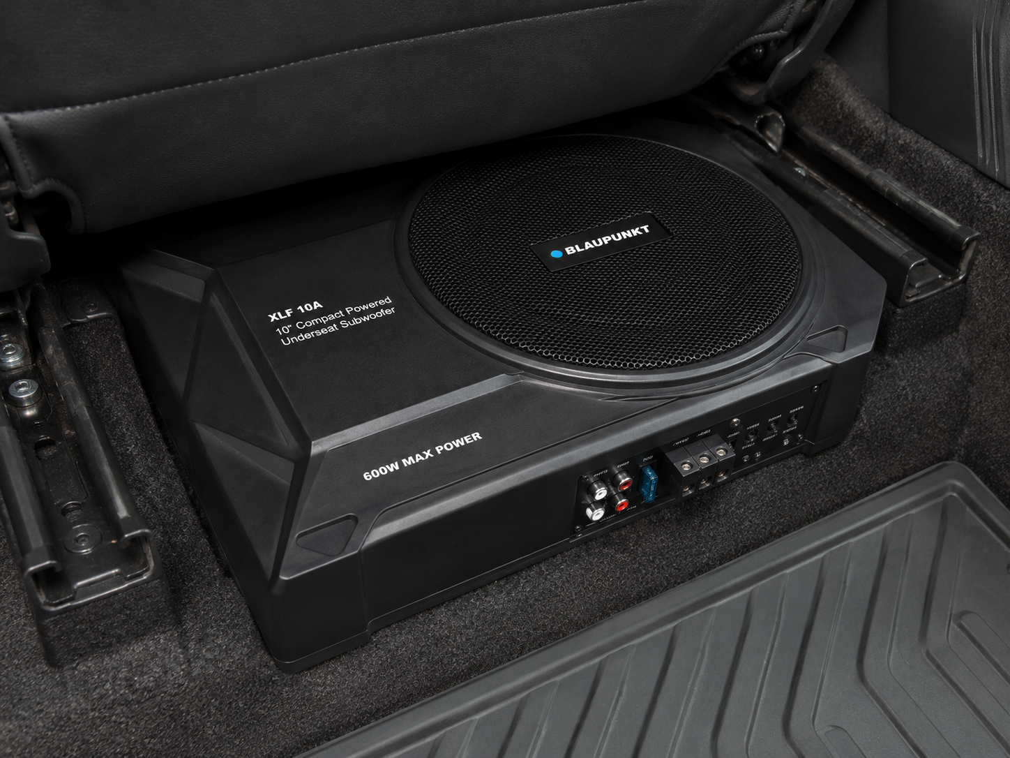 Blaupunkt XLF 10A 10-Inch Underseat Active Subwoofer 600W Max Power | Compact Car Bass Speaker with Built-in Amplifier