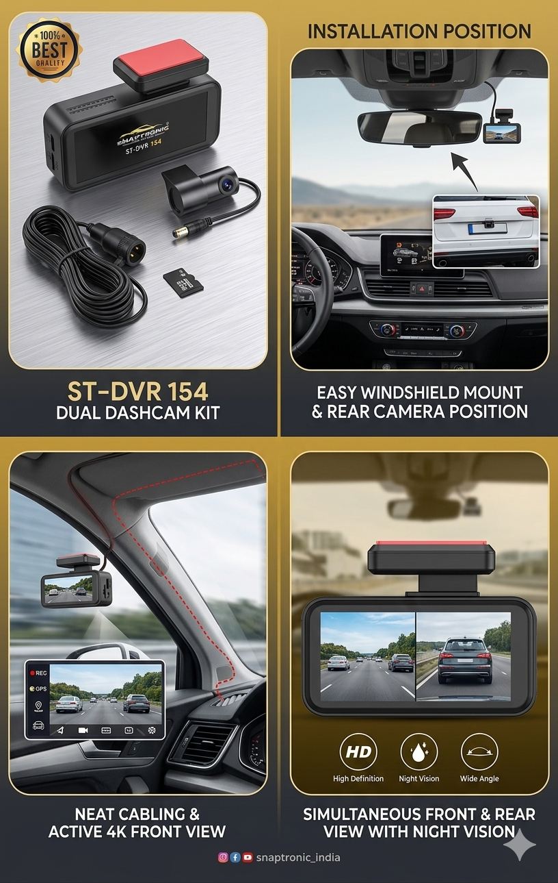 Snaptronic ST-DVR 154 Dual Dashcam (4K Ultra HD + Rear HD Camera)