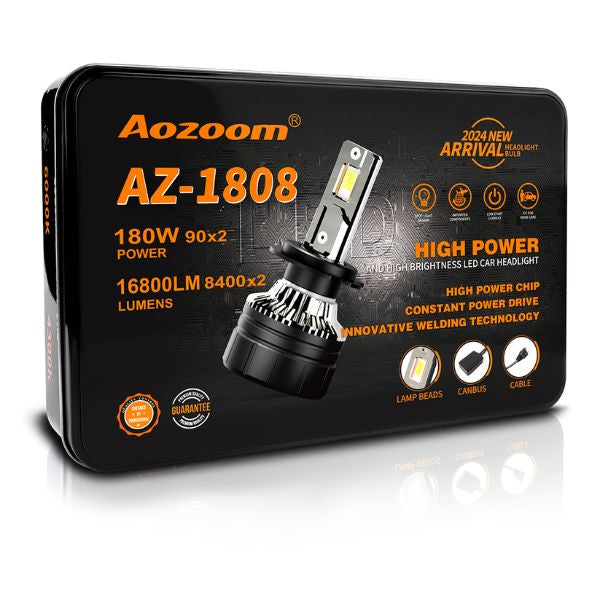 Aozoom AZ-1808 180W High-Power LED Headlight Bulbs (Pair)all bulb number h4/19/9005 /h8/h8/h7/9012/9006