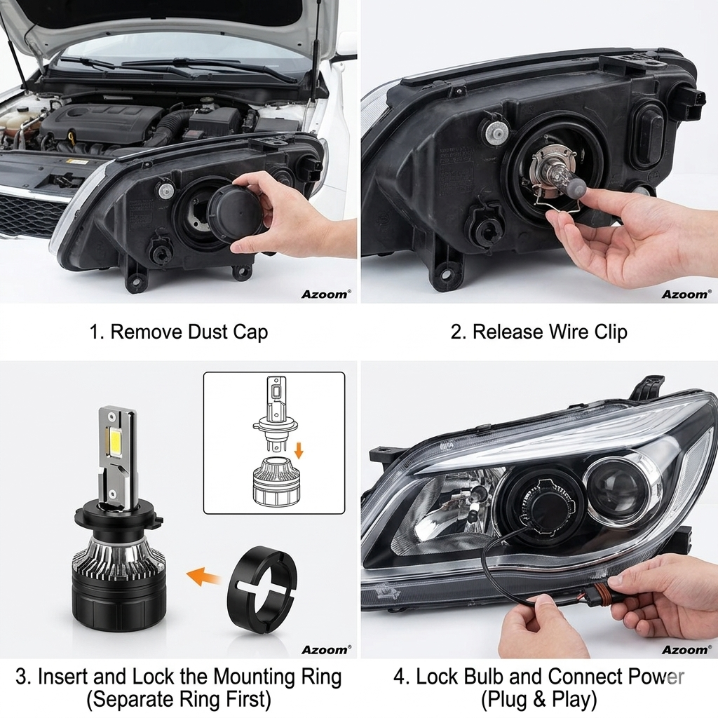 Aozoom AZ-1808 180W High-Power LED Headlight Bulbs (Pair)all bulb number h4/19/9005 /h8/h8/h7/9012/9006