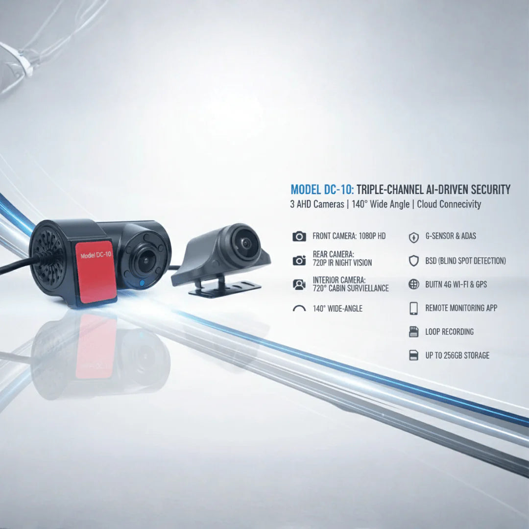 MOCO DC-10 4K 4G Three-Channel Dash Cam with Built-in WiFi & ADAS