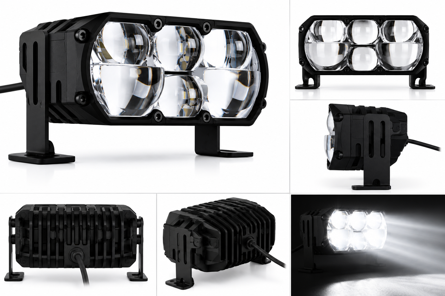 Aozoom W8 196W Six-Lens LED Multifunctional Dual Beam Light | White
