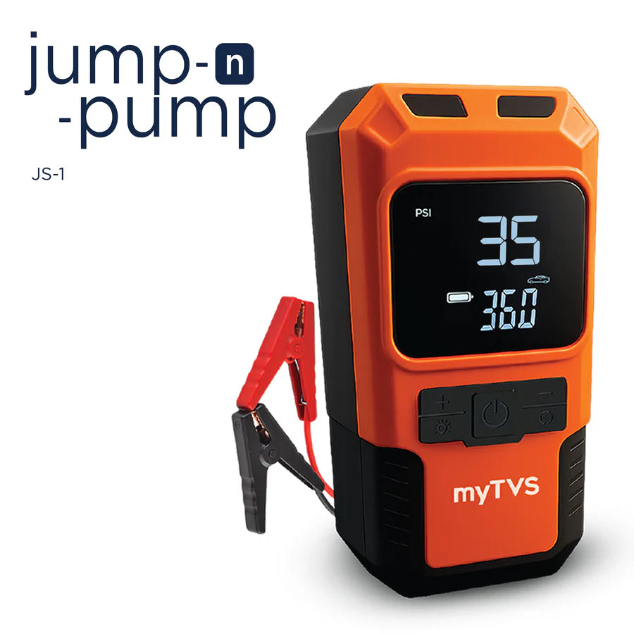 myTVS 4-in-1 Portable Car Jump Starter with Digital Tyre Inflator & Power Bank