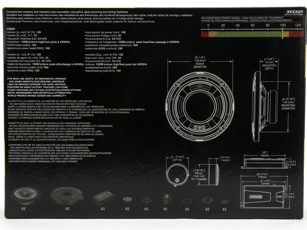 Kicker CSS65 (46CSS654) 6.5-Inch Component Speaker System – 300W Max / 100W RMS