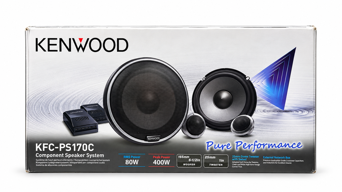 Kenwood KFC-PS170C 6.5 Inch Component Car Speakers | 80W RMS 400W Peak | Tweeters & Crossover