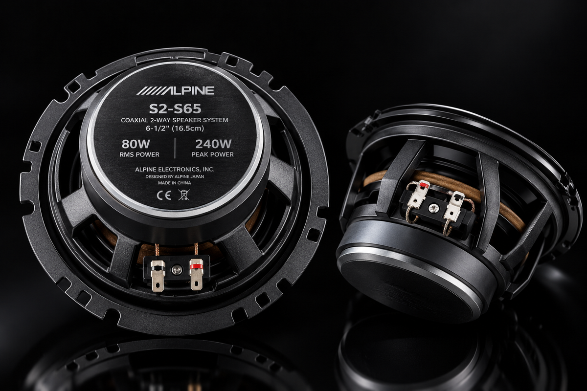 Alpine S2-S65 6.5” Coaxial 2-Way Car Speakers – 80W RMS, 240W Peak