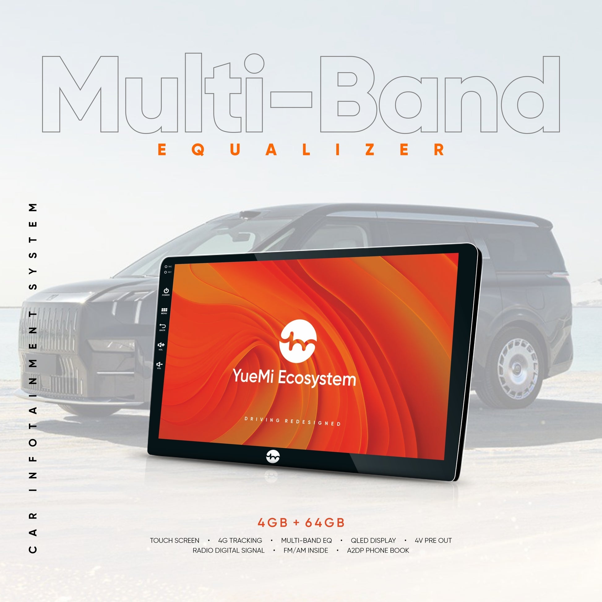 Car Multimedia Player YueMi M4 4GB+64 GB with 360° Birdview - navigation and GPS map display - YueMi at Nandi Car Accessories