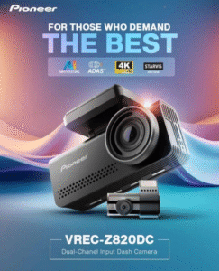 Car Dash Camera Pioneer VREC-Z820DC with Dual-Channel Input & 4K Ultra HD Record