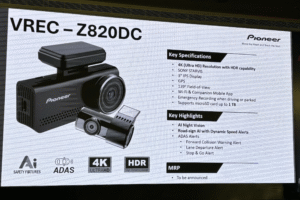 Car Dash Camera Pioneer VREC-Z820DC with Dual-Channel Input & 4K Ultra HD Record