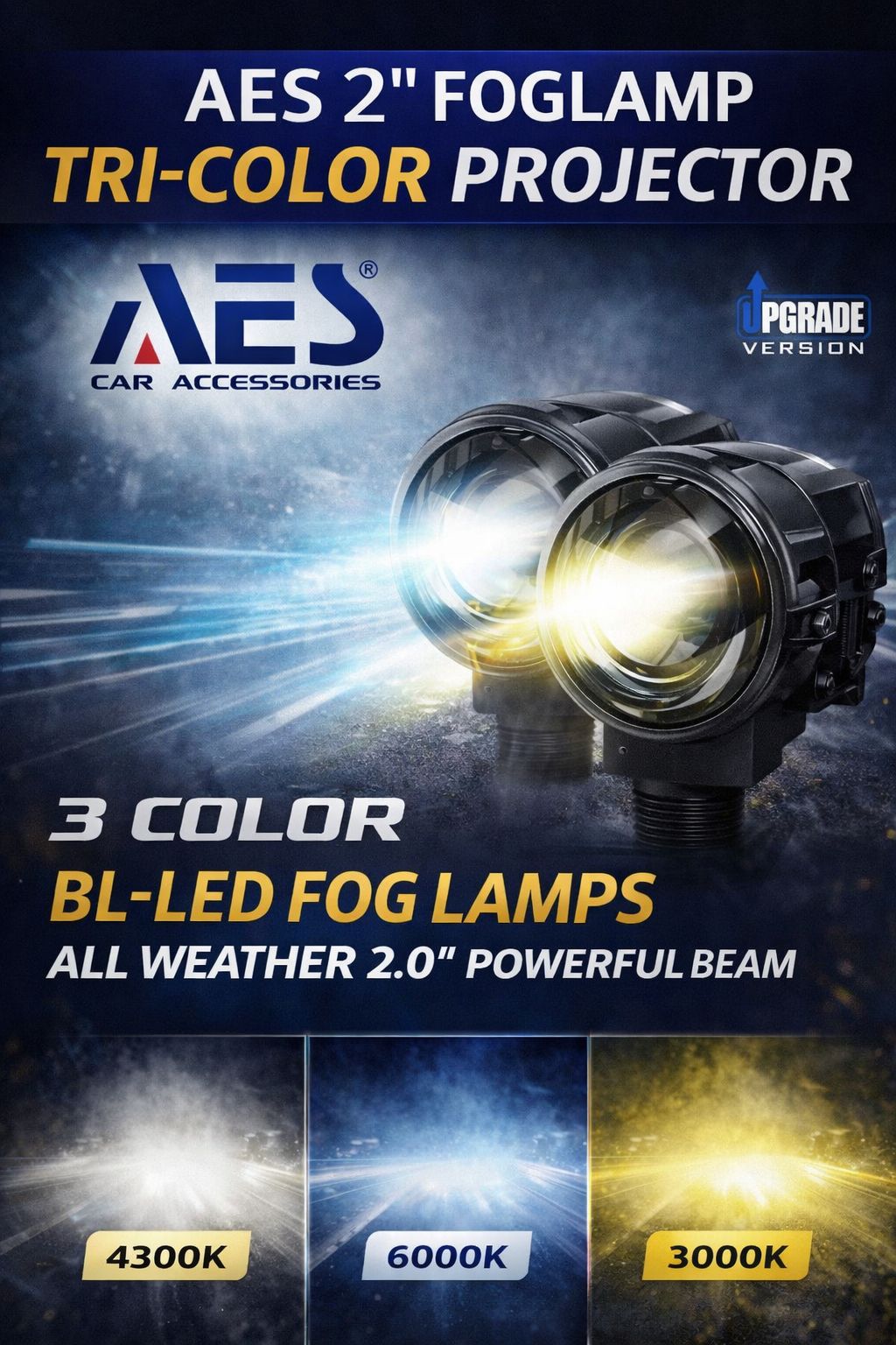 AES 2-Inch Laser Projector Fog Lamp | Blue Lens 60W High Power