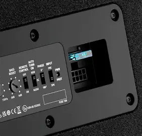 Hertz DBA201 Active Subwoofer Enclosure - rear magnet and terminal view - Hertz at Nandi Car Accessories