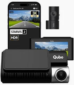 Qubo Dashcam Pro 3K | Sony STARVIS  | Ultra UHD Clarity | GPS & Wi-Fi Built-in